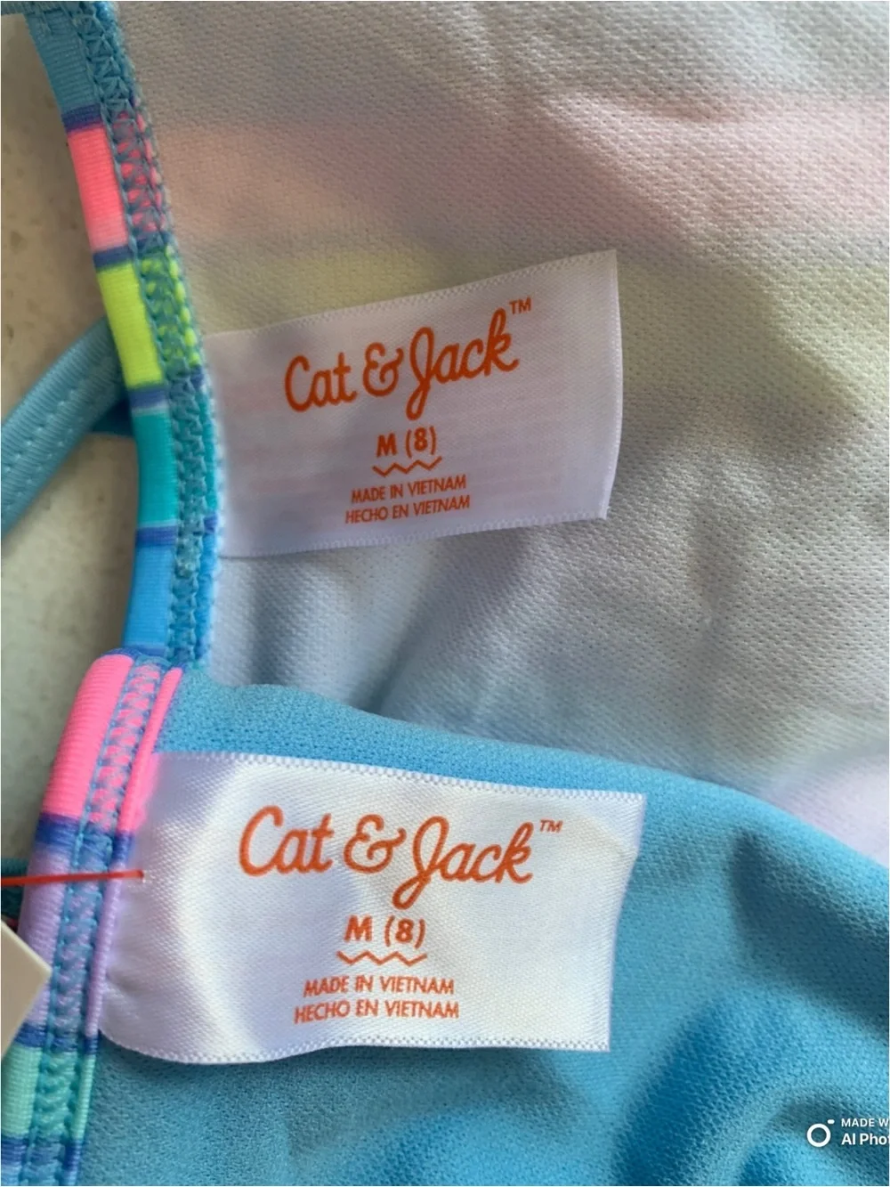 Cat & Jack Girls Blue Striped Bikini Set Size Medium NWT Beach Vacation